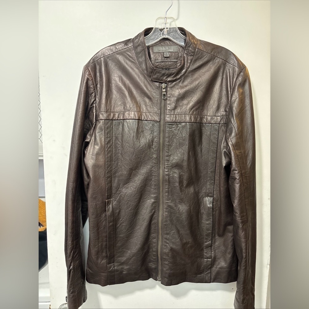 Witcheryman Brown Leather Biker Motorcycle Jacket Size M Witchery Man